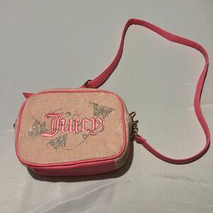 Juicy Couture Winging it Pink Diamond Camera Bag Rhinestone Butterflies Y2K